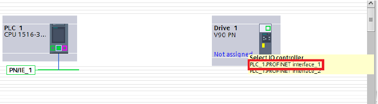PLC的接口1进行PN通信连接 PLC的接口1进行PN通信连接