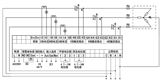 YR-ZKH-B3-KS4型三相移相触发器接线图 YR-ZKH-B3-KS4型三相移相触发器接线图