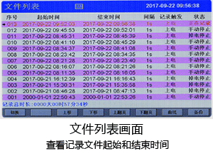触摸式无纸记录仪文件列表画面 触摸式无纸记录仪文件列表画面
