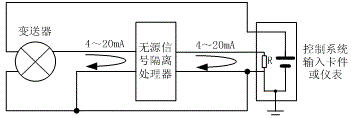 输入配电三线制变送器的接线图 输入配电三线制变送器的接线图