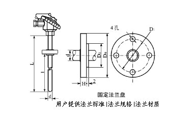 固定法兰安装整体钻孔热电阻 固定法兰安装整体钻孔热电阻