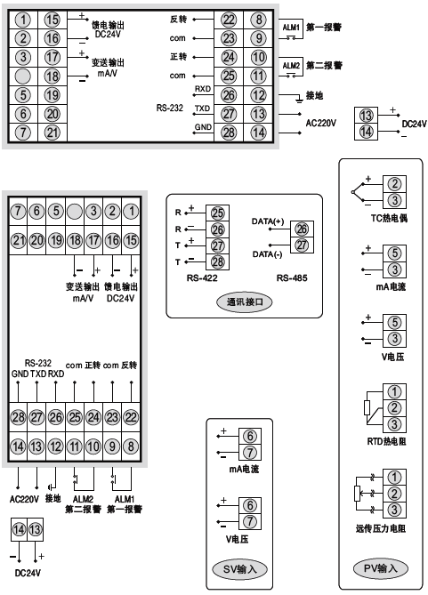 SWP-ND825阀位控制调节器接线图 SWP-ND825阀位控制调节器接线图