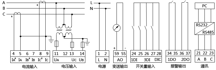 三相三线高压系统有功功率表接线图 三相三线高压系统有功功率表接线图