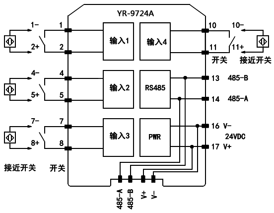 开关量输入远程I/O模块接线图 开关量输入远程I/O模块接线图