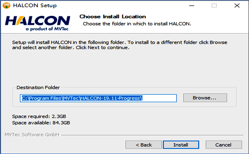 选择HALCON 19.11安装路径 选择HALCON 19.11安装路径