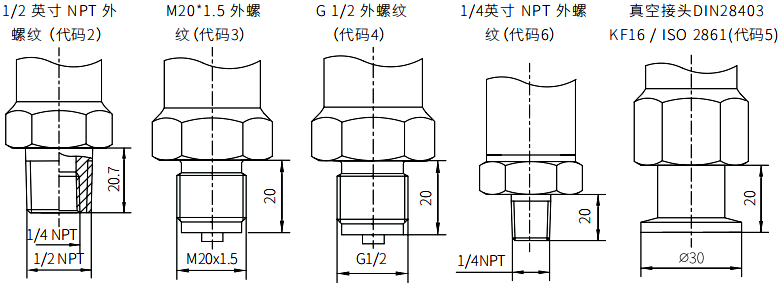 直连式压力变送器衍生接口形式 直连式压力变送器衍生接口形式